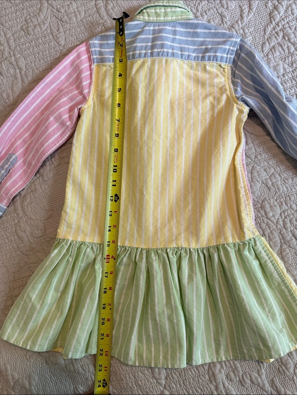 Ralph Lauren Pastel Striped Button-Front Oxford Shirt Dress - size 4